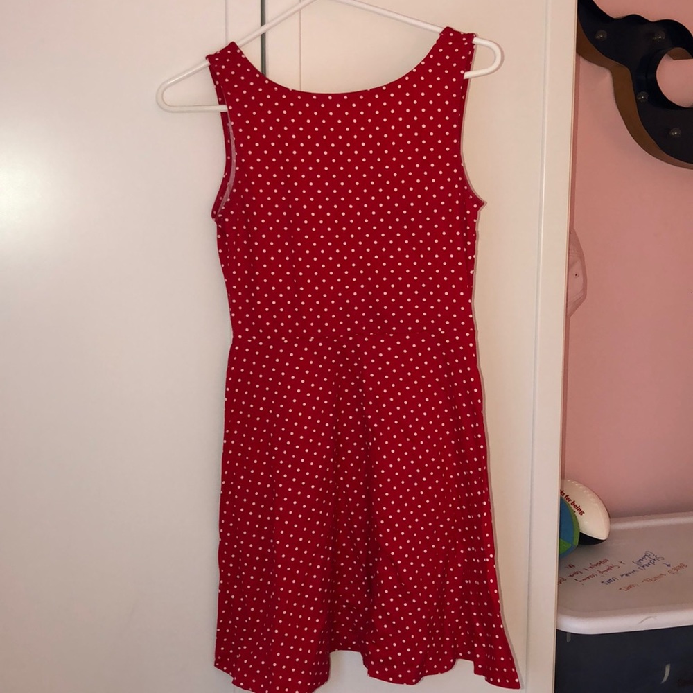 Red polka dot dress